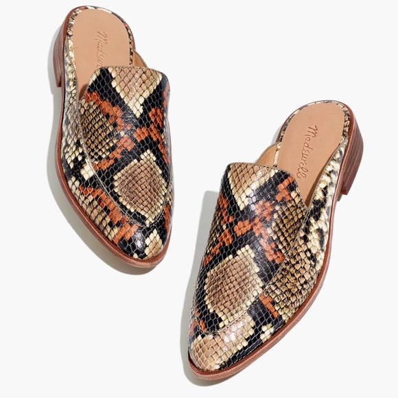 Madewell Shoes - Madewell The Frances Loafer Mule in Snake Embossed Leather, Size 7.5